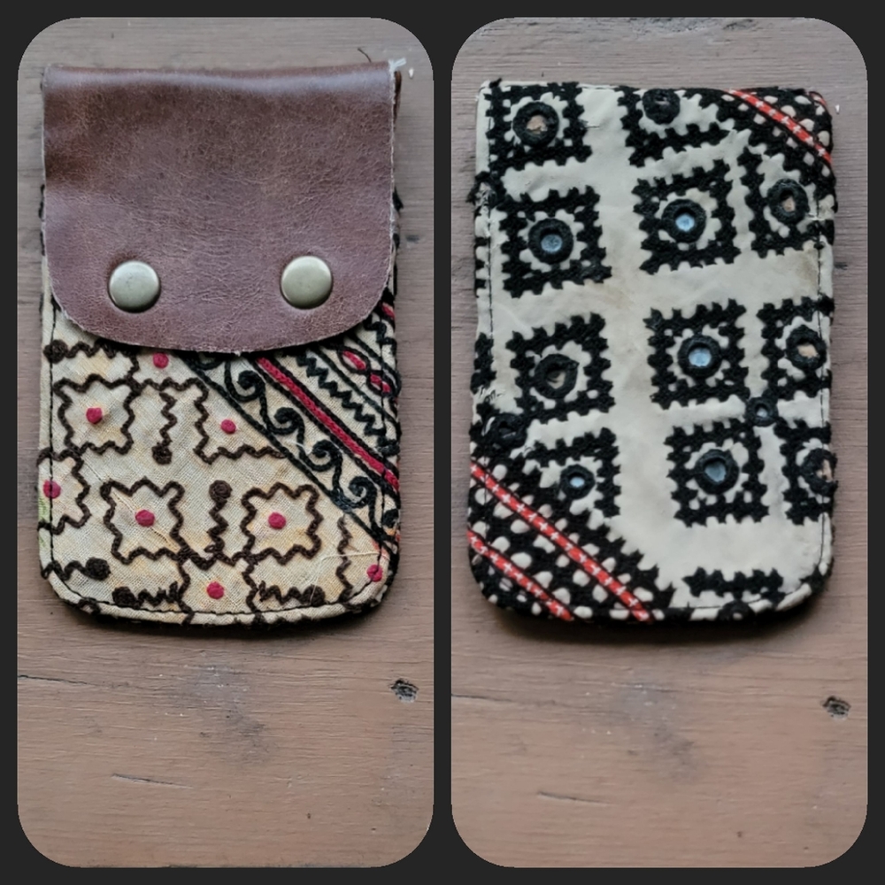 🍄🪬 Free People Boho Embroidered Repurposed vtg banjara hippie Wallet card case